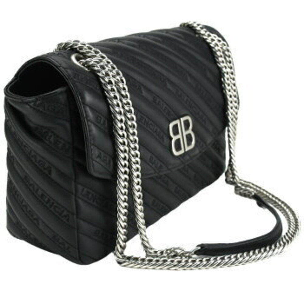 Balenciaga Round Chain Shoulder Bag Crossbody Bag black leather logo - Picture 3 of 8